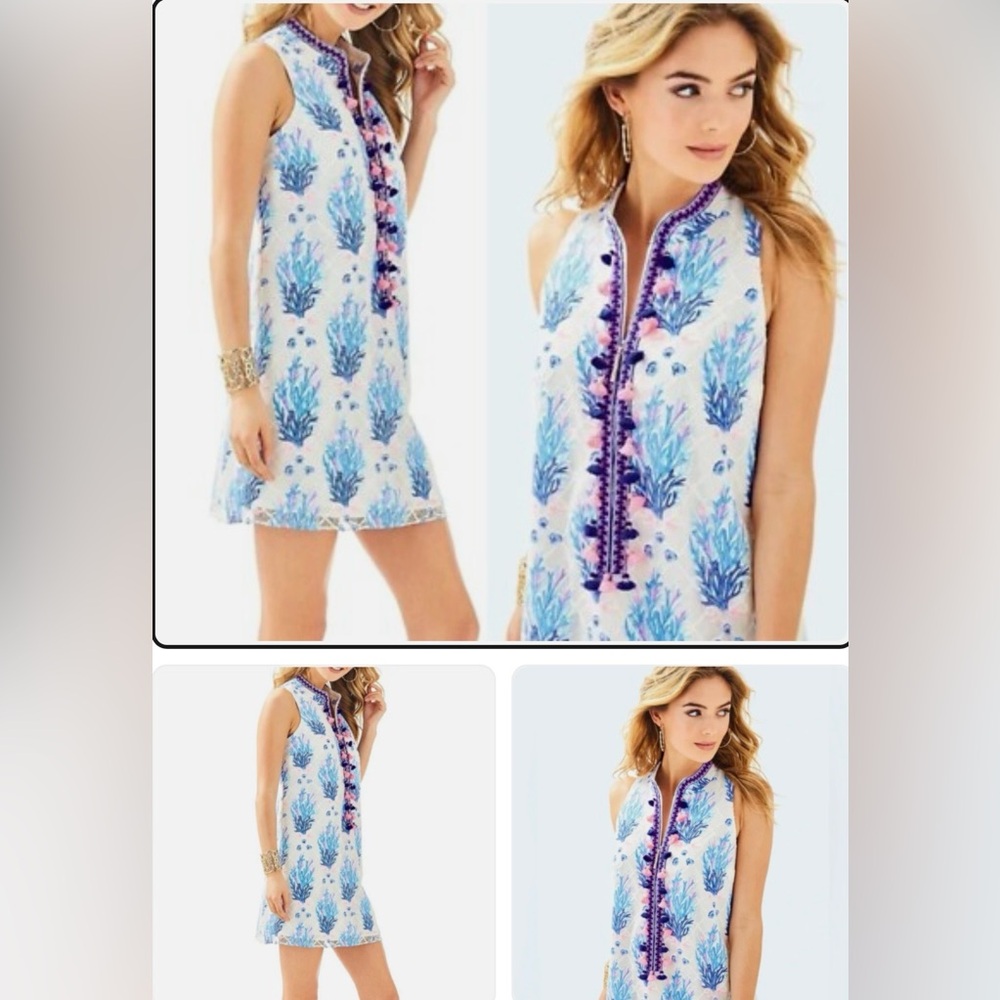 Lilly Pulitzer Jane Shift Dress Seaspray Grey  Off Shore  Size 4